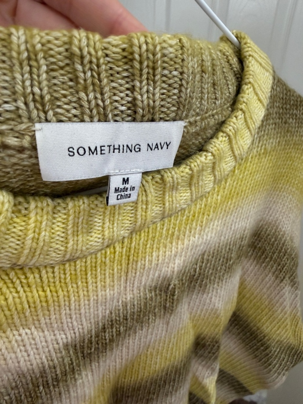 Something Navy Yellow and Brown Tie-Dye Ribbed Crew Sweater
